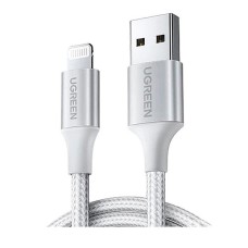 USB кабель Ugreen US199 Apple iPhone SE 2022, iPhone 14 Pro Max, iPhone 14 Plus, iPhone 14 Pro, iPhone 14, iPhone 13 Pro, iPhone 13 Mini, iPhone 13, iPhone 13 Pro Max, iPhone 12 Mini, iPhone 12 Pro Max, iPhone 12 Pro, Lightning, 2.0 м., Срібний