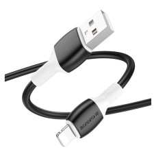 USB кабель Borofone BX84 Apple iPhone SE 2022, iPhone 14 Pro Max, iPhone 14 Plus, iPhone 14 Pro, iPhone 14, iPhone 13 Pro, iPhone 13 Mini, iPhone 13, iPhone 13 Pro Max, iPhone 12 Mini, iPhone 12 Pro Max, iPhone 12 Pro, Lightning, 1.0 м., Чорний