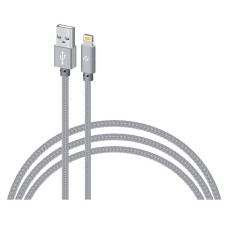 USB кабель Intaleo CBGNYL1 Apple iPhone SE 2022, iPhone 14 Pro Max, iPhone 14 Plus, iPhone 14 Pro, iPhone 14, iPhone 13 Pro, iPhone 13 Mini, iPhone 13, iPhone 13 Pro Max, iPhone 12 Mini, iPhone 12 Pro Max, Lightning, 1.0 м., Сірий