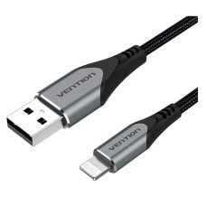 USB кабель Vention LABHG Apple iPhone SE 2022, iPhone 14 Pro Max, iPhone 14 Plus, iPhone 14 Pro, iPhone 14, iPhone 13 Pro, iPhone 13 Mini, iPhone 13, iPhone 13 Pro Max, iPhone 12 Mini, iPhone 12 Pro Max, iPhone 12 Pro, Lightning, 1.5 м., Сірий