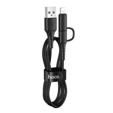 USB кабель Hoco X54 Apple iPhone SE 2022, iPhone 14 Pro Max, iPhone 14 Plus, iPhone 14 Pro, iPhone 14, iPhone 13 Pro, iPhone 13 Mini, iPhone 13, iPhone 13 Pro Max, iPhone 12 Mini, iPhone 12 Pro Max, Lightning, MicroUSB, 1.0 м., Чорний