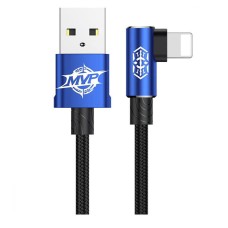 USB кабель Baseus CALMVP-03 MVP Elbow Apple iPhone SE 2022, iPhone 14 Pro Max, iPhone 14 Plus, iPhone 14 Pro, iPhone 14, iPhone 13 Pro, iPhone 13 Mini, iPhone 13, iPhone 13 Pro Max, iPhone 12 Mini, iPhone 12 Pro Max, Lightning, 1.0 м., Синій