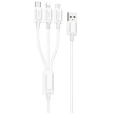 USB кабель Hoco X74 Apple iPhone SE 2022, iPhone 14 Pro Max, iPhone 14 Plus, iPhone 14 Pro, iPhone 14, iPhone 12 Mini, iPhone 12 Pro Max, iPhone 12 Pro, iPhone 12, iPhone SE 2020, iPad PRO 9.7 2018, Lightning, Type-C, MicroUSB, 1.0 м., Білий