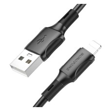 USB кабель Borofone BX80 Succeed Apple iPhone SE 2022, iPhone 14 Pro Max, iPhone 14 Plus, iPhone 14 Pro, iPhone 14, iPhone 13 Pro, iPhone 13 Mini, iPhone 13, iPhone 13 Pro Max, iPhone 12 Mini, iPhone 12 Pro Max, Lightning, 1.0 м., Чорний