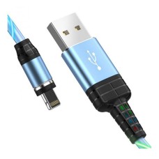 USB кабель Hoco U90 Apple iPhone SE 2022, iPhone 14 Pro Max, iPhone 14 Plus, iPhone 14 Pro, iPhone 14, iPhone 13 Pro, iPhone 13 Mini, iPhone 13, iPhone 13 Pro Max, iPhone 12 Mini, iPhone 12 Pro Max, iPhone 12 Pro, Lightning, 1.0 м., Синій