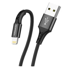 USB кабель TORNADO TX16 Apple iPhone SE 2022, iPhone 14 Pro Max, iPhone 14 Plus, iPhone 14 Pro, iPhone 14, iPhone 13 Pro, iPhone 13 Mini, iPhone 13, iPhone 13 Pro Max, iPhone 12 Mini, iPhone 12 Pro Max, iPhone 12 Pro, Lightning, 1.0 м., Чорний