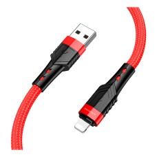 USB кабель Borofone BU35 Apple iPhone SE 2022, iPhone 14 Pro Max, iPhone 14 Plus, iPhone 14 Pro, iPhone 14, iPhone 13 Pro, iPhone 13 Mini, iPhone 13, iPhone 13 Pro Max, iPhone 12 Mini, iPhone 12 Pro Max, Lightning, 1.0 м., Червоний