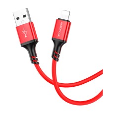 USB кабель Borofone BX83 Apple iPhone SE 2022, iPhone 14 Pro Max, iPhone 14 Plus, iPhone 14 Pro, iPhone 14, iPhone 13 Pro, iPhone 13 Mini, iPhone 13, iPhone 13 Pro Max, iPhone 12 Mini, iPhone 12 Pro Max, Lightning, 1.0 м., Червоний