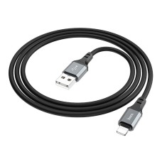 USB кабель Hoco X86 Apple iPhone SE 2022, iPhone 14 Pro Max, iPhone 14 Plus, iPhone 14 Pro, iPhone 14, iPhone 13 Pro, iPhone 13 Mini, iPhone 13, iPhone 13 Pro Max, iPhone 12 Mini, iPhone 12 Pro Max, iPhone 12 Pro, Lightning, 1.0 м., Чорний