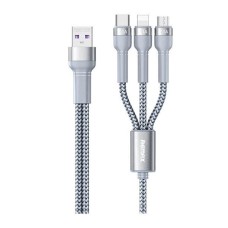 USB кабель Remax RC-124 Jany Apple iPhone SE 2022, iPhone 14 Pro Max, iPhone 14 Plus, iPhone 14 Pro, iPhone 14, iPhone 13 Pro, iPhone 13 Mini, iPhone 13, iPhone 13 Pro Max, iPhone 12 Mini, Type-C, Lightning, MicroUSB, 1.0 м., Сірий