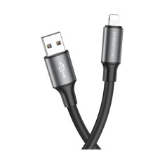 USB кабель Borofone BX82 Apple iPhone SE 2022, iPhone 14 Pro Max, iPhone 14 Plus, iPhone 14 Pro, iPhone 14, iPhone 13 Pro, iPhone 13 Mini, iPhone 13, iPhone 13 Pro Max, iPhone 12 Mini, iPhone 12 Pro Max, iPhone 12 Pro, Lightning, 1.0 м., Чорний