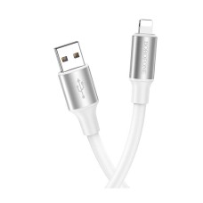 USB кабель Borofone BX82 Apple iPhone SE 2022, iPhone 14 Pro Max, iPhone 14 Plus, iPhone 14 Pro, iPhone 14, iPhone 13 Pro, iPhone 13 Mini, iPhone 13, iPhone 13 Pro Max, iPhone 12 Mini, iPhone 12 Pro Max, iPhone 12 Pro, Lightning, 1.0 м., Білий