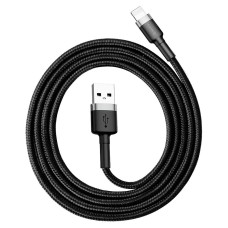 USB кабель Baseus CALKLF-BG1 Cafule Apple iPhone SE 2022, iPhone 14 Pro Max, iPhone 14 Plus, iPhone 14 Pro, iPhone 14, iPhone 13 Pro, iPhone 13 Mini, iPhone 13, iPhone 13 Pro Max, iPhone 12 Mini, iPhone 12 Pro Max, Lightning, 1.0 м., Чорний