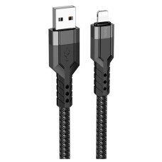 USB кабель Hoco U110 Apple iPhone SE 2022, iPhone 14 Pro Max, iPhone 14 Plus, iPhone 14 Pro, iPhone 14, iPhone 13 Pro, iPhone 13 Mini, iPhone 13, iPhone 13 Pro Max, iPhone 12 Mini, iPhone 12 Pro Max, iPhone 12 Pro, Lightning, 1.2 м., Чорний