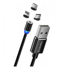 USB кабель SkyDolphin S59KIT Magnetic 3 в 1 Apple iPhone SE 2022, iPhone 14 Pro Max, iPhone 14 Plus, iPhone 14 Pro, iPhone 14, iPhone 13 Pro, iPhone 13 Mini, iPhone 13, iPhone 13 Pro Max, Lightning, MicroUSB, Type-C, 1.0 м., Чорний