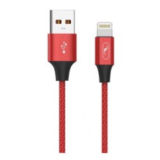 USB кабель SkyDolphin S55L Neylon Apple iPhone SE 2022, iPhone 14 Pro Max, iPhone 14 Plus, iPhone 14 Pro, iPhone 14, iPhone 13 Pro, iPhone 13 Mini, iPhone 13, iPhone 13 Pro Max, iPhone 12 Mini, iPhone 12 Pro Max, Lightning, 1.0 м., Червоний