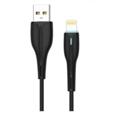 USB кабель SkyDolphin S48L LED Apple iPhone SE 2022, iPhone 14 Pro Max, iPhone 14 Plus, iPhone 14 Pro, iPhone 14, iPhone 13 Pro, iPhone 13 Mini, iPhone 13, iPhone 13 Pro Max, iPhone 12 Mini, iPhone 12 Pro Max, Lightning, 1.0 м., Чорний