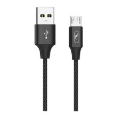 USB кабель SkyDolphin S55V Neylon, MicroUSB, 1.0 м., Чорний