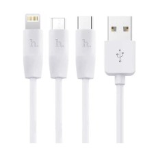 USB кабель HOCO X1 Rapid Apple iPhone SE 2022, iPhone 14 Pro Max, iPhone 14 Plus, iPhone 14 Pro, iPhone 14, iPhone 13 Pro, iPhone 13 Mini, iPhone 13, iPhone 13 Pro Max, iPhone 12 Mini, Lightning, MicroUSB, Type-C, 1.0 м., Білий