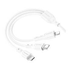 USB кабель Borofone BX66 Apple iPhone SE 2022, iPhone 14 Pro Max, iPhone 14 Plus, iPhone 14 Pro, iPhone 14, iPhone 13 Pro, iPhone 13 Mini, iPhone 13, iPhone 13 Pro Max, iPhone 12 Mini, Lightning, Type-C, MicroUSB, 1.0 м., Білий