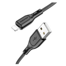 USB кабель Borofone BX66 Apple iPhone SE 2022, iPhone 14 Pro Max, iPhone 14 Plus, iPhone 14 Pro, iPhone 14, iPhone 13 Pro, iPhone 13 Mini, iPhone 13, iPhone 13 Pro Max, iPhone 12 Mini, iPhone 12 Pro Max, iPhone 12 Pro, Lightning, 1.0 м., Чорний