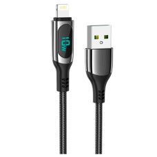 USB кабель Hoco S51 Extreme Apple iPhone SE 2022, iPhone 14 Pro Max, iPhone 14 Plus, iPhone 14 Pro, iPhone 14, iPhone 13 Pro, iPhone 13 Mini, iPhone 13, iPhone 13 Pro Max, iPhone 12 Mini, iPhone 12 Pro Max, Lightning, 1.2 м., Чорний