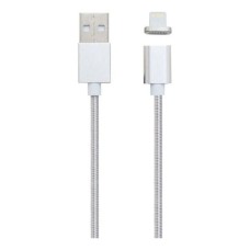 USB кабель Clip-On Apple iPhone SE 2022, iPhone 14 Pro Max, iPhone 14 Plus, iPhone 14 Pro, iPhone 14, iPhone 13 Pro, iPhone 13 Mini, iPhone 13, iPhone 13 Pro Max, iPhone 12 Mini, iPhone 12 Pro Max, iPhone 12 Pro, Lightning, 1.0 м., China, Срібний