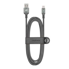 USB кабель Momax Elite Link Triple-Braided Apple iPhone SE 2022, iPhone 14 Pro Max, iPhone 14 Plus, iPhone 14 Pro, iPhone 14, iPhone 13 Pro, iPhone 13 Mini, iPhone 13, iPhone 13 Pro Max, iPhone 12 Mini, Lightning, 1.2 м., Сірий