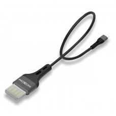 USB кабель MOXOM MX-CB07 Apple iPhone SE 2022, iPhone 14 Pro Max, iPhone 14 Plus, iPhone 14 Pro, iPhone 14, iPhone 13 Pro, iPhone 13 Mini, iPhone 13, iPhone 13 Pro Max, iPhone 12 Mini, iPhone 12 Pro Max, iPhone 12 Pro, Lightning, 0.2 м., Чорний