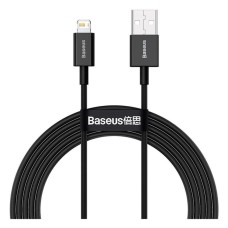 USB кабель Baseus CALYS-C01 Superior Series Apple iPhone SE 2022, iPhone 14 Pro Max, iPhone 14 Plus, iPhone 14 Pro, iPhone 14, iPhone 13 Pro, iPhone 13 Mini, iPhone 13, iPhone 13 Pro Max, iPhone 12 Mini, Lightning, 2.0 м., Чорний