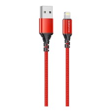 USB кабель Borofone BX54 Apple iPhone SE 2022, iPhone 14 Pro Max, iPhone 14 Plus, iPhone 14 Pro, iPhone 14, iPhone 13 Pro, iPhone 13 Mini, iPhone 13, iPhone 13 Pro Max, iPhone 12 Mini, iPhone 12 Pro Max, Lightning, 1.0 м., Червоний