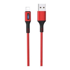 USB кабель Hoco U79 Admirable Smart Power Apple iPhone SE 2022, iPhone 14 Pro Max, iPhone 14 Plus, iPhone 14 Pro, iPhone 14, iPhone 13 Pro, iPhone 13 Mini, iPhone 13, iPhone 13 Pro Max, iPhone 12 Mini, Lightning, 1.2 м., Червоний