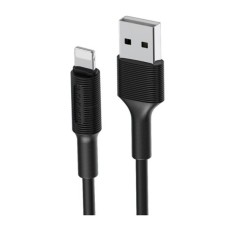 USB кабель Borofone BX1 Apple iPhone SE 2022, iPhone 14 Pro Max, iPhone 14 Plus, iPhone 14 Pro, iPhone 14, iPhone 13 Pro, iPhone 13 Mini, iPhone 13, iPhone 13 Pro Max, iPhone 12 Mini, iPhone 12 Pro Max, iPhone 12 Pro, Lightning, 1.0 м., Чорний