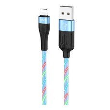 USB кабель Hoco U85 Charming night Apple iPhone SE 2022, iPhone 14 Pro Max, iPhone 14 Plus, iPhone 14 Pro, iPhone 14, iPhone 13 Pro, iPhone 13 Mini, iPhone 13, iPhone 13 Pro Max, iPhone 12 Mini, iPhone 12 Pro Max, Lightning, 1.0 м., Синій