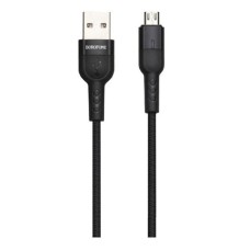 USB кабель Borofone BU17 Starlight, MicroUSB, 1.2 м., Чорний