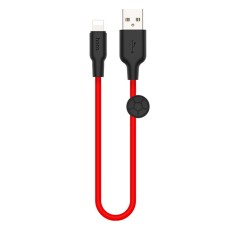 USB кабель Hoco X21 Plus Silicone Apple iPhone SE 2022, iPhone 14 Pro Max, iPhone 14 Plus, iPhone 14 Pro, iPhone 14, iPhone 13 Pro, iPhone 13 Mini, iPhone 13, iPhone 13 Pro Max, iPhone 12 Mini, iPhone 12 Pro Max, Lightning, 0.25 м., Чорний