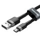 USB кабель Baseus CAMKLF-BG1 Cafule, MicroUSB, 1.0 м., Чорний