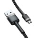 USB кабель Baseus CAMKLF-BG1 Cafule, MicroUSB, 1.0 м., Чорний