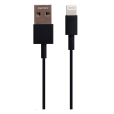 USB кабель Remax RC-120i Chaino Apple iPhone SE 2022, iPhone 14 Pro Max, iPhone 14 Plus, iPhone 14 Pro, iPhone 14, iPhone 13 Pro, iPhone 13 Mini, iPhone 13, iPhone 13 Pro Max, iPhone 12 Mini, Lightning, Original, 0.3 м., Чорний