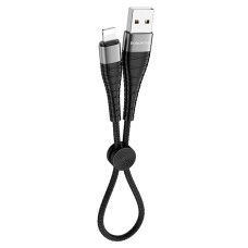 USB кабель Borofone BX32 Munificent Apple iPhone SE 2022, iPhone 14 Pro Max, iPhone 14 Plus, iPhone 14 Pro, iPhone 14, iPhone 13 Pro, iPhone 13 Mini, iPhone 13, iPhone 13 Pro Max, iPhone 12 Mini, iPhone 12 Pro Max, Lightning, 0.25 м., Чорний