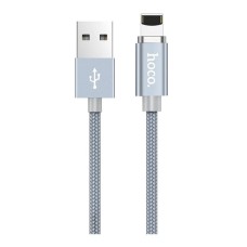 USB кабель Hoco U40A Magnetic Adsorption Apple iPhone SE 2022, iPhone 14 Pro Max, iPhone 14 Plus, iPhone 14 Pro, iPhone 14, iPhone 13 Pro, iPhone 13 Mini, iPhone 13, iPhone 13 Pro Max, iPhone 12 Mini, iPhone 12 Pro Max, Lightning, 1.0 м., Сірий