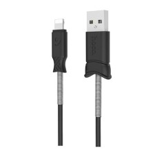 USB кабель Hoco X24 Pisces Apple iPhone SE 2022, iPhone 14 Pro Max, iPhone 14 Plus, iPhone 14 Pro, iPhone 14, iPhone 13 Pro, iPhone 13 Mini, iPhone 13, iPhone 13 Pro Max, iPhone 12 Mini, iPhone 12 Pro Max, Lightning, 1.0 м., Чорний