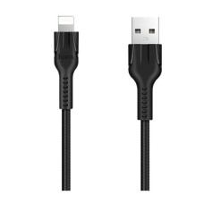 USB кабель Hoco U31 Benay Apple iPhone SE 2022, iPhone 14 Pro Max, iPhone 14 Plus, iPhone 14 Pro, iPhone 14, iPhone 13 Pro, iPhone 13 Mini, iPhone 13, iPhone 13 Pro Max, iPhone 12 Mini, iPhone 12 Pro Max, Lightning, 1.0 м., Чорний