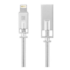 USB кабель Remax RC-056i Royal Apple iPhone SE 2022, iPhone 14 Pro Max, iPhone 14 Plus, iPhone 14 Pro, iPhone 14, iPhone 13 Pro, iPhone 13 Mini, iPhone 13, iPhone 13 Pro Max, iPhone 12 Mini, Lightning, Original, 1.0 м., Срібний