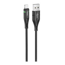 USB кабель Hoco U93 Shadow Apple iPhone SE 2022, iPhone 14 Pro Max, iPhone 14 Plus, iPhone 14 Pro, iPhone 14, iPhone 13 Pro, iPhone 13 Mini, iPhone 13, iPhone 13 Pro Max, iPhone 12 Mini, iPhone 12 Pro Max, Lightning, 1.2 м., Чорний