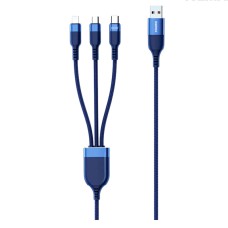 USB кабель Remax RC-C068 Kings Apple iPhone SE 2022, iPhone 14 Pro Max, iPhone 14 Plus, iPhone 14 Pro, iPhone 14, iPhone 13 Pro, iPhone 13 Mini, iPhone 13, iPhone 13 Pro Max, iPhone 12 Mini, Type-C, Lightning, MicroUSB, 1.2 м., Синій