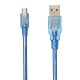 USB кабель, MiniUSB, 0.3 м., Синій