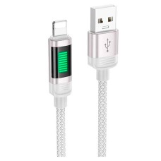 USB кабель Hoco U126 Lantern Apple iPhone SE 2022, iPhone 14 Pro Max, iPhone 14 Plus, iPhone 14 Pro, iPhone 14, iPhone 13 Pro, iPhone 13 Mini, iPhone 13, iPhone 13 Pro Max, iPhone 12 Mini, iPhone 12 Pro Max, Lightning, 1.2 м., Сірий