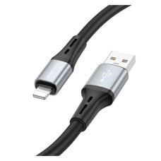 USB кабель Borofone BX88 Solid Apple iPhone SE 2022, iPhone 14 Pro Max, iPhone 14 Plus, iPhone 14 Pro, iPhone 14, iPhone 13 Pro, iPhone 13 Mini, iPhone 13, iPhone 13 Pro Max, iPhone 12 Mini, iPhone 12 Pro Max, Lightning, 1.0 м., Чорний