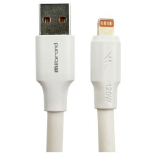 USB кабель Mibrand MI-98 PVC Tube Cable Apple iPhone SE 2022, iPhone 14 Pro Max, iPhone 14 Plus, iPhone 14 Pro, iPhone 14, iPhone 13 Pro, iPhone 13 Mini, iPhone 13, iPhone 13 Pro Max, iPhone 12 Mini, iPhone 12 Pro Max, Lightning, 1.0 м., Білий